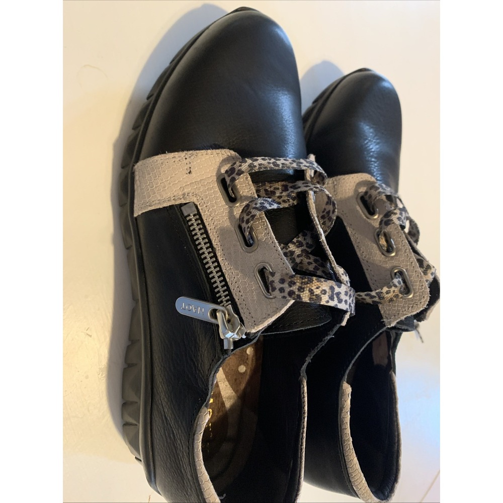Naot Italian Leather Lace-Up Sneakers Elios Soft Black Womens 8.5‎